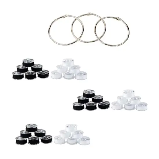 SINGER&reg; Class 66 Sewing Bobbin & Storage Rings Set, Black & White {1}