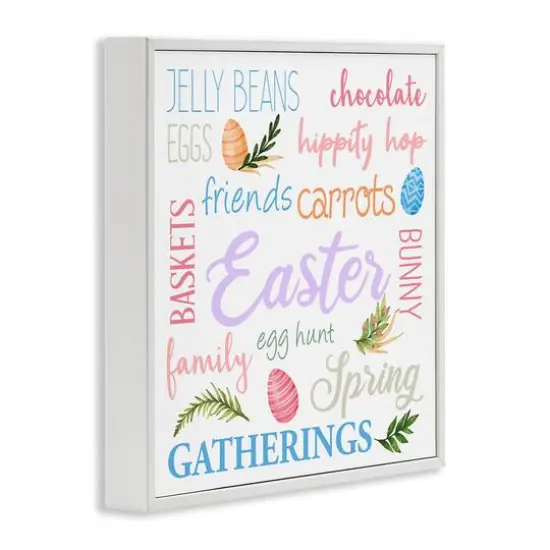 Stupell Industries Festive Easter Activity Sign Patterned Eggs Motif Framed Giclee Art White {4}