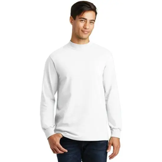 Port & Company Essential Mock Turtleneck White {4}