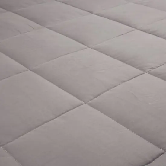 Glitzhome® Gray Cotton Shell Quilted Weighted Blanket with Polyester Filling {6}