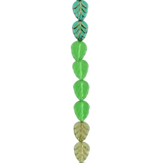 Green Czech Glass Leaf Beads, 10.5mm by Bead Landing&trade; {4}