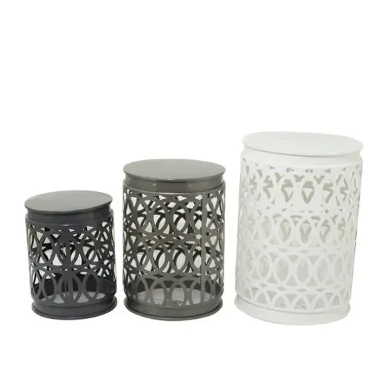 Multi Colored Metal Contemporary Accent Table, Set of 3" Set of 3" 23", 19", 15" {7}