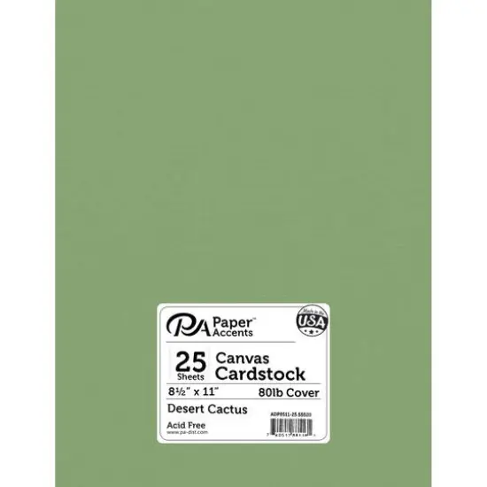 PA Paper&trade; Accents 8.5" x 11" 80lb. Canvas Cardstock Paper, 25 Sheets Desert Cactus {1}