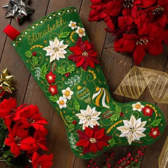 Bucilla&reg; Poinsettia Elegance Felt Stocking Kit {5}