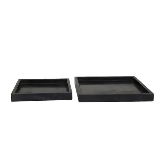 Modern Marble Tray with Raised Border Set Black {5}