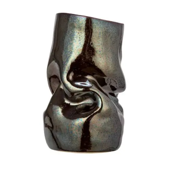 Hello Honey&reg; 5.5" Iridescent Dark Brown Organic Shaped Stoneware Vase {10}