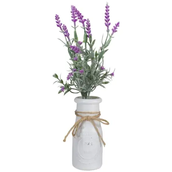 13'' Artificial Lavender Arrangement in Milk Bottle {1}