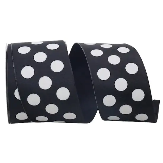 The Ribbon Roll 2.5" x 20yd. Satin Wired Large Dots Ribbon {1}