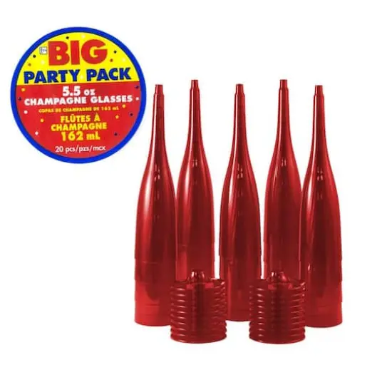 JAM Paper 5.5oz. Plastic Champagne Flutes, 20ct. Red {3}
