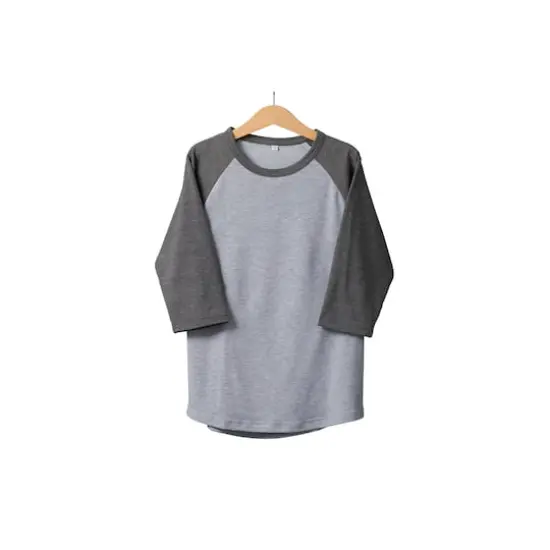 Cricut&reg; Unisex Youth Raglan Sleeve T-Shirt Blank Heathered Gray {4}