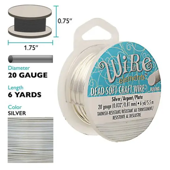 The Beadsmith&reg; Wire Elements&trade; 20 Gauge Tarnish Resistant Soft Temper Wire, 6yd. Silver {5}