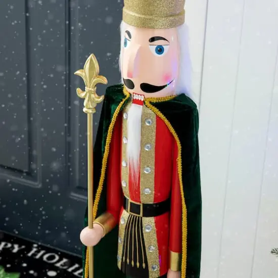 Glitzhome&reg; 3.5ft. Wooden Christmas King Nutcracker {7}
