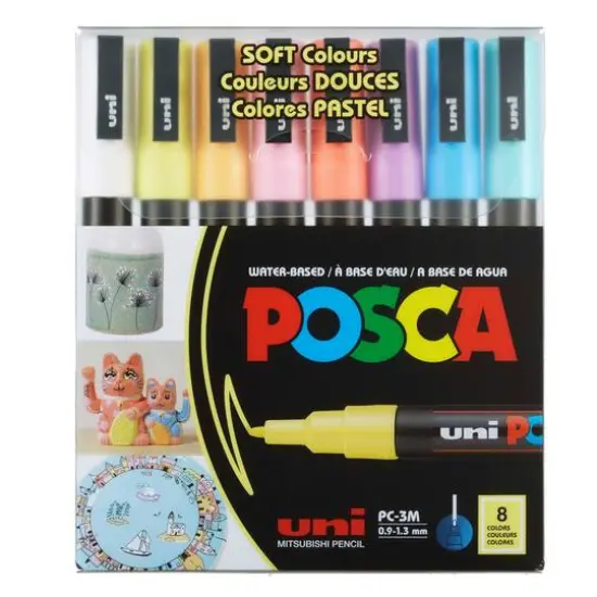Uni Posca PC-3M Fine Tip Soft Colors Paint Marker Set {3}