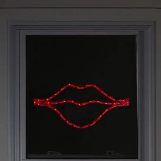 8" Lighted Red Lips Window Silhouette Decoration {4}
