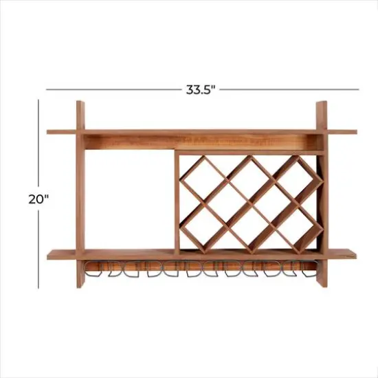 34" Brown Wood Farmhouse Wine Rack {8}