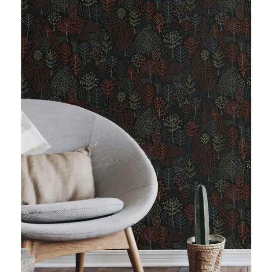 RoomMates Folklore Trees Peel & Stick Wallpaper Black/Green {5}