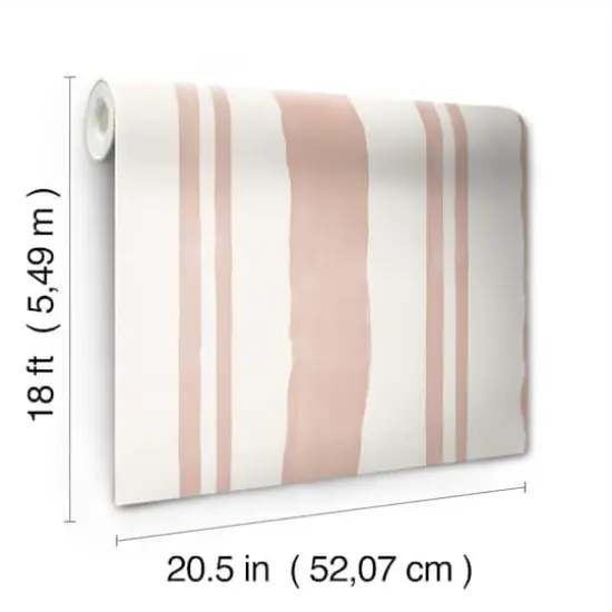 Mr. Kate Winston Watercolor Potter's Clay Peach Stripe Peel & Stick Wallpaper {8}