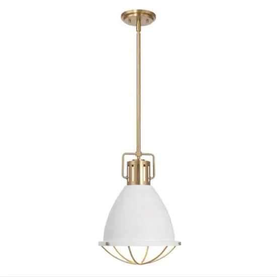 Hello Honey&reg; Kent Industrial Oversized Caged Metal Ceiling Light White/Gold {8}
