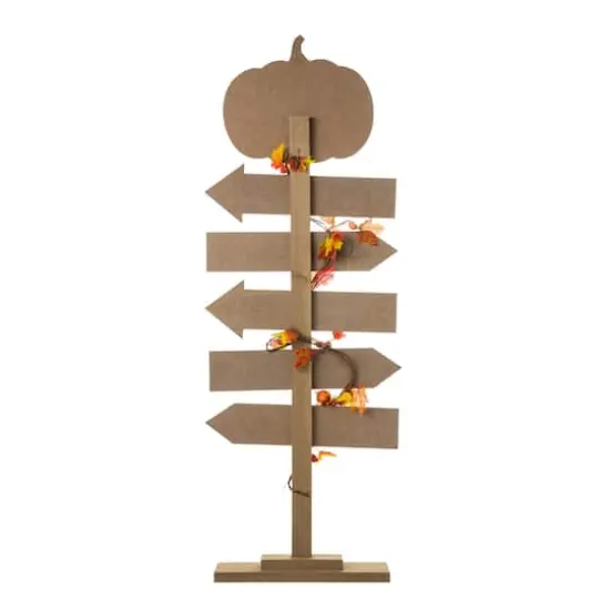 Glitzhome&reg; 42.5" Fall Wooden Pumpkin Patch Porch Sign {9}