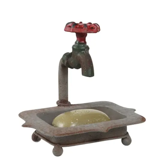 Hello Honey&reg; 7" Rustic Metal Soap Dish with Faucet {1}