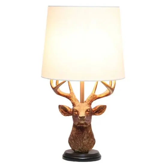 Simple Designs&trade; 17" Copper Deer Antler Table Lamp with White Shade {3}
