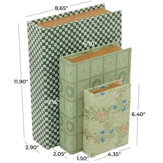 Green Faux Leather Faux Book Box Set {7}