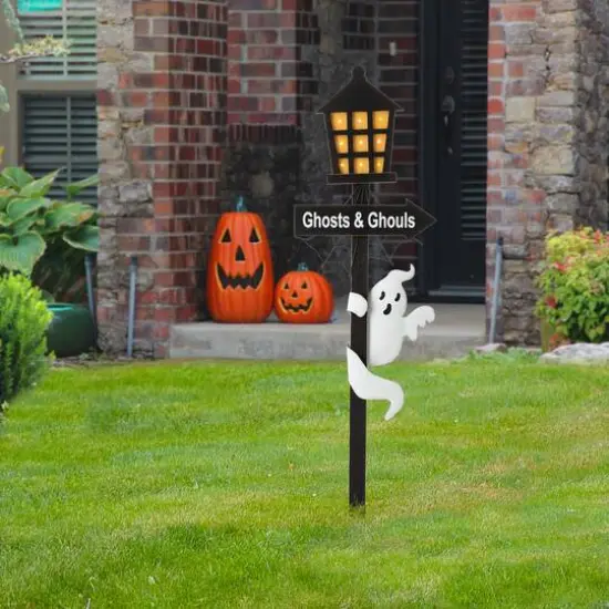 Glitzhome&reg; 42" Lighted Halloween Haunted House Yard Stake {3}