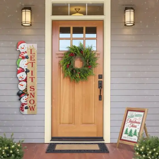 Glitzhome® 41.75" Lighted Wooden Christmas Stack Snowman Porch Decor with Timer {7}