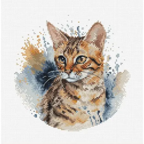 Luca-S Bengal Cat Counted Cross Stitch Kit with Display Hoop {4}