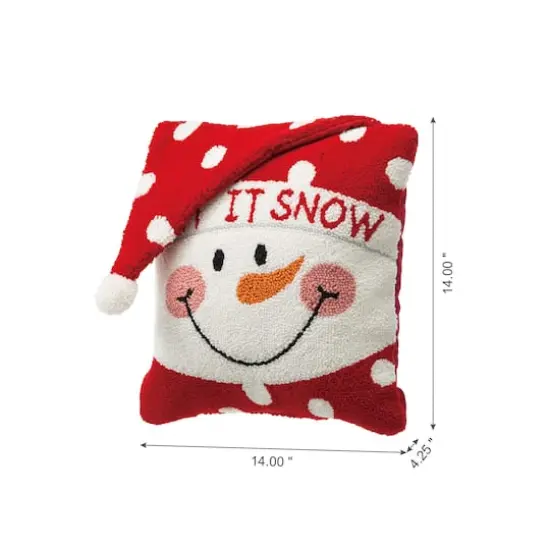 Glitzhome&reg; Hooked 3D Snowman Pillow Set {7}