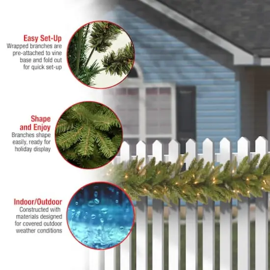 9' x 10" Pre-lit Feel-Real&reg; Fraser Grande Artificial Christmas Garland with 100 Clear Lights {5}