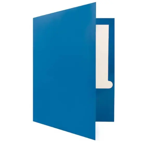 JAM Paper Glossy Laminated Two Pocket Folders, 25ct. Blue {6}