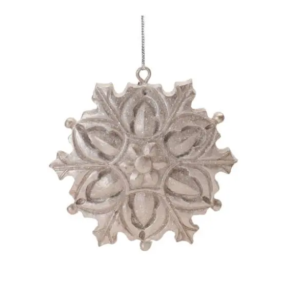 Ornate Champagne Snowflake Ornaments Set {5}