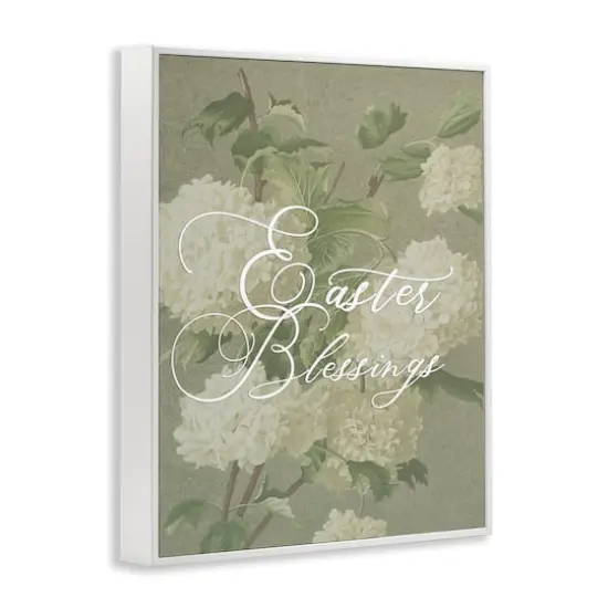 Stupell Industries Easter Blessings Sentiment Vintage White Hydrangea Florals Green Framed Giclee Art {4}