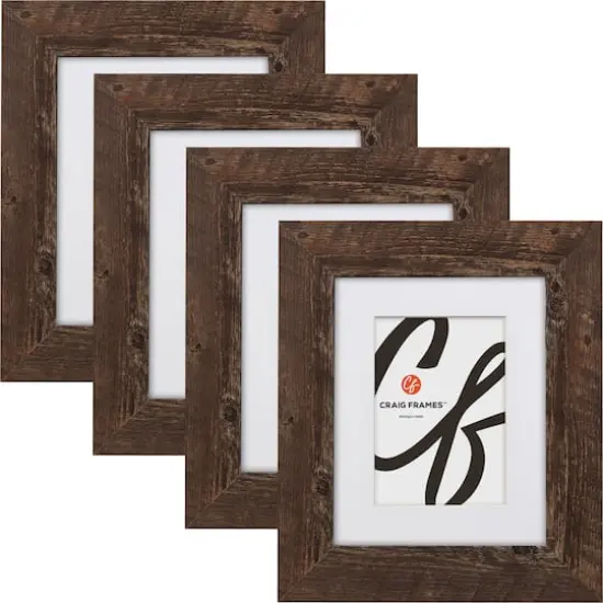 Craig Frames 4 Pack: American Barn Brown Oak Picture Frame with Mat {1}