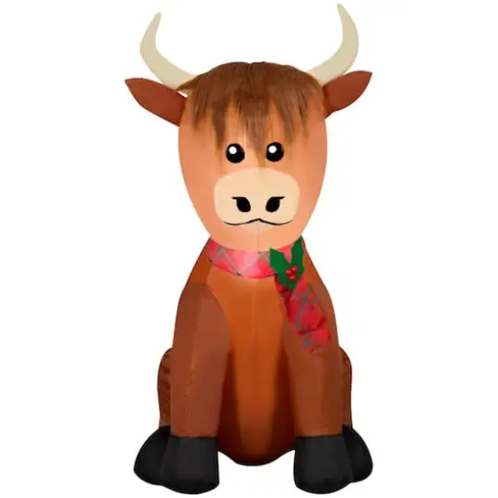 3.5ft. Airblown&reg; Inflatable Christmas Highland Cow with Plush Accents {1}