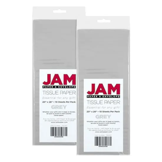JAM Paper 20" x 26" Tissue Paper, 2 Packs of 10 Sheets Silver {1}