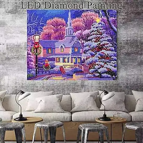 Sparkly Selections House & Christmas Tree Pre-Framed Diamond Painting Kit with Backlighting {1}