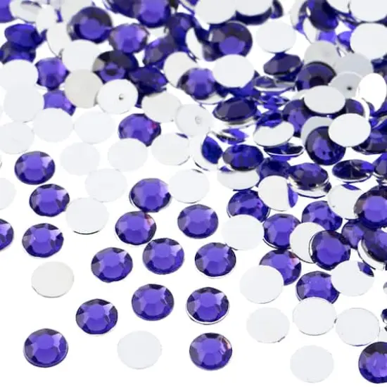 John Bead 6mm Acrylic Round Flat Back Rhinestones, 1,000ct. Purple {1}