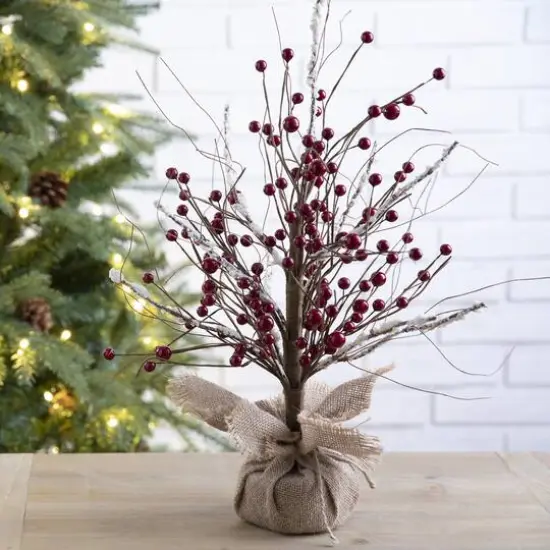 Glitzhome&reg; Christmas Red Berry Table Tree {4}