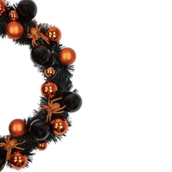18'' Unlit Orange Spiders and Ornaments Halloween Wreath {5}