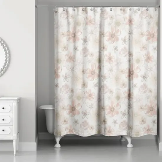 Watercolor Florals Shower Curtain Pink {3}