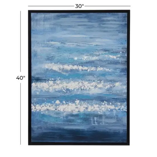 Blue Wood Modern Framed Wall Art 39" x 30" {7}