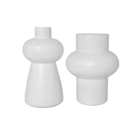 White Glass Unique Trumpet Vase Set {7}