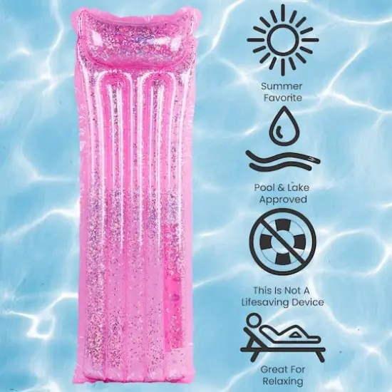 67" Pink Inflatable Glitter Swimming Pool Lounge {5}