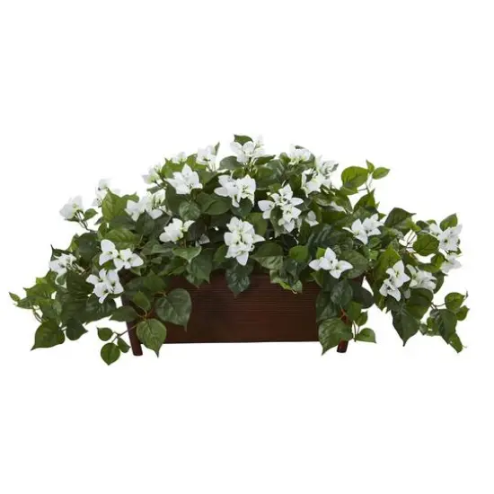 18'' White Bougainvillea Plant in Brown Planter {1}