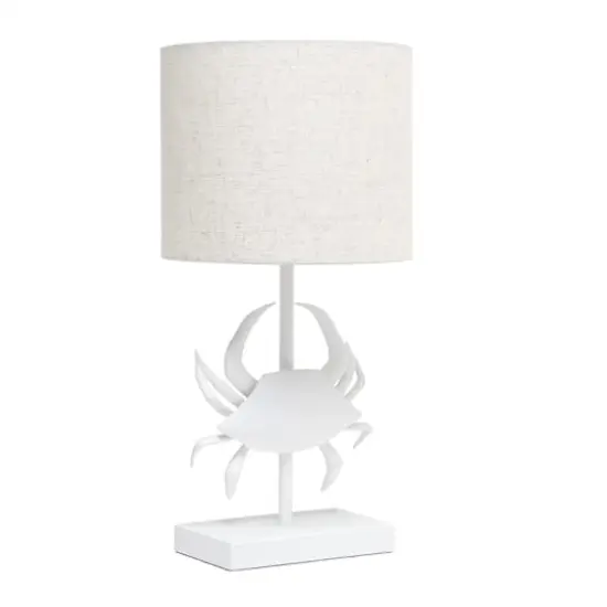 Simple Designs&trade; 18" White Pinching Crab Table Lamp with Light Beige Shade {11}