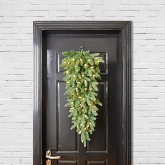 Glitzhome&reg; 36" Pre-Lit Greenery Christmas Teardrop with LED Lights & Timer {5}