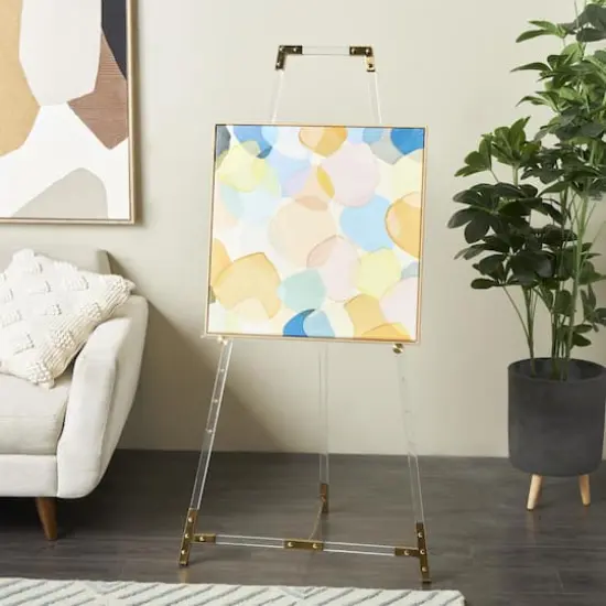 56.5" Clear Acrylic Plastic Adjustable 7-Tier Display Easel with Gold Accents & Chain Support {3}