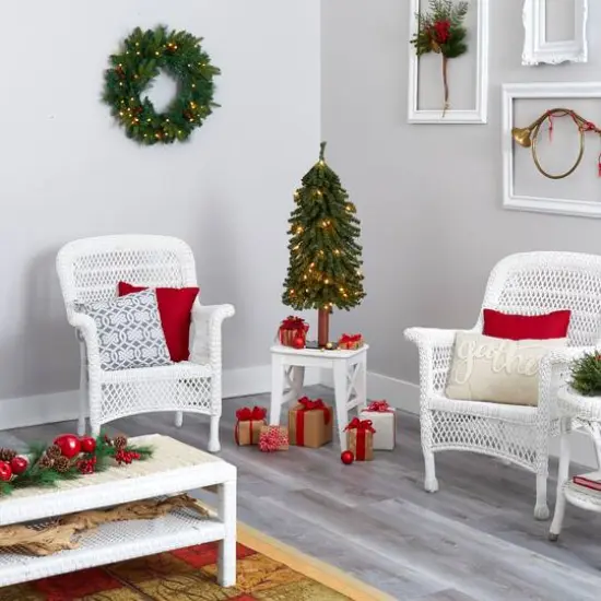 3ft. Pre-Lit Grand Alpine Artificial Christmas Tree, Clear LED Lights {7}